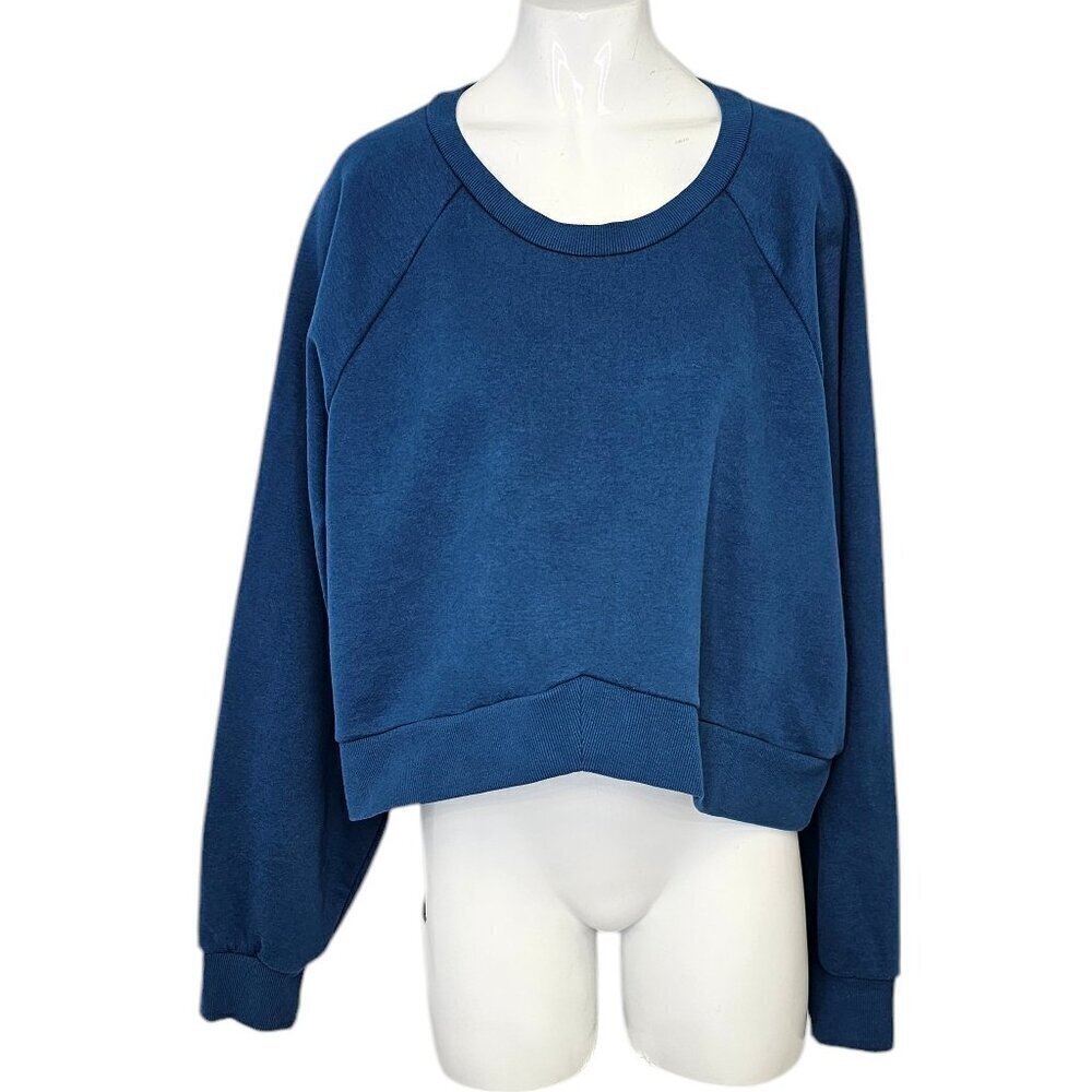 Beyond Yoga Uplift Cropped Pullover Sweatshirt, Blue, Long Sleeve Sweater, XL
